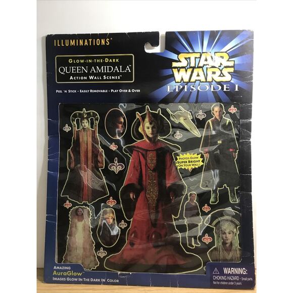 Star Wars Episode 1 Glow The Dark Queen Amidala Action Wall Scenes peel-n-stick - Picture 4 of 5
